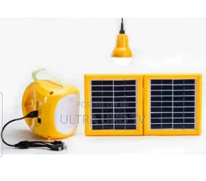 Solar Vnex Lantern With an Integrated Led Light and a Yellow Body.