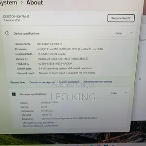 New Laptop Dell Precision 5510 16GB Intel Core I7 SSD 512GB