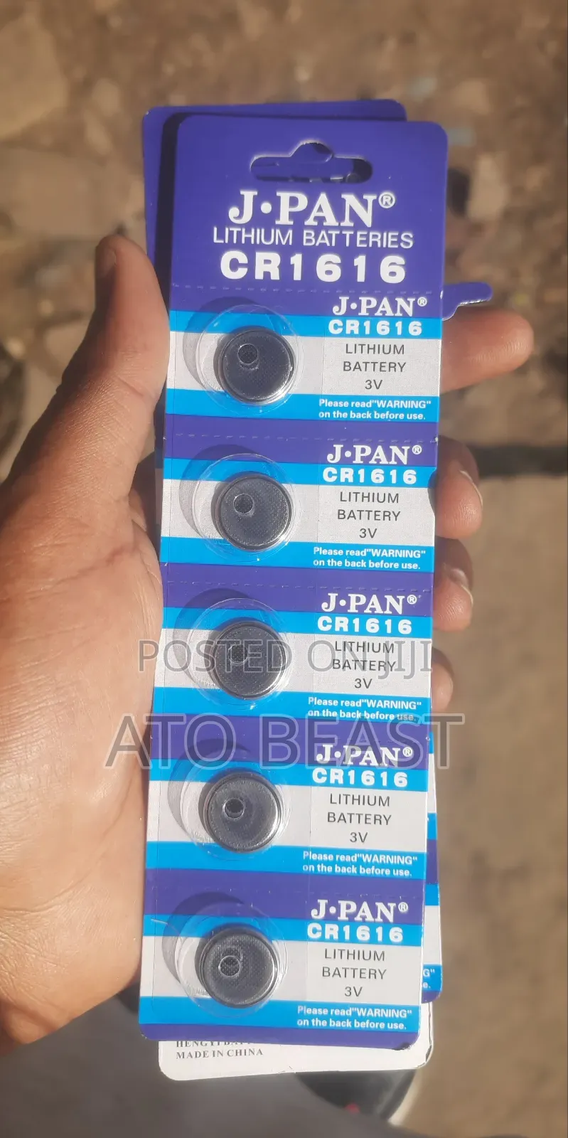 J-Pan Cr1616 Lithium Button Cell Batteries. Car Key Fobs, Small