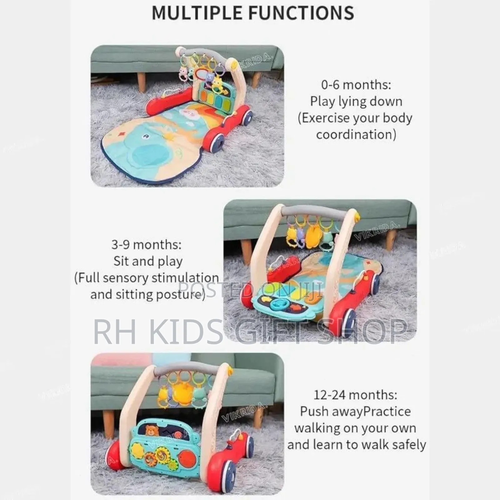 2 in 1 Baby Play Mat Gym Walker