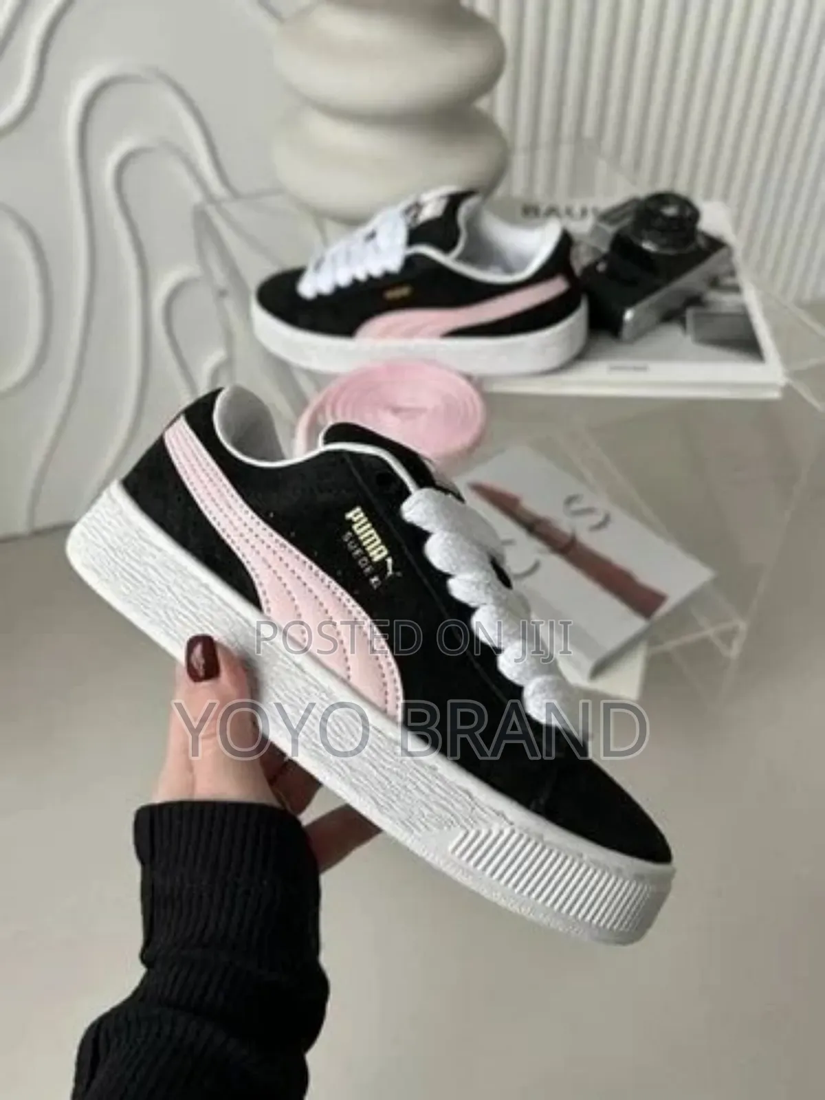 Puma Suede Xl Black Pink Sneaker Shoes