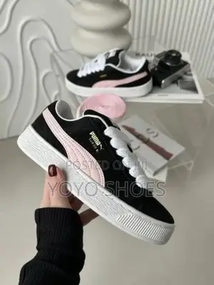 Puma Suede Xl Black Pink Sneaker Shoes