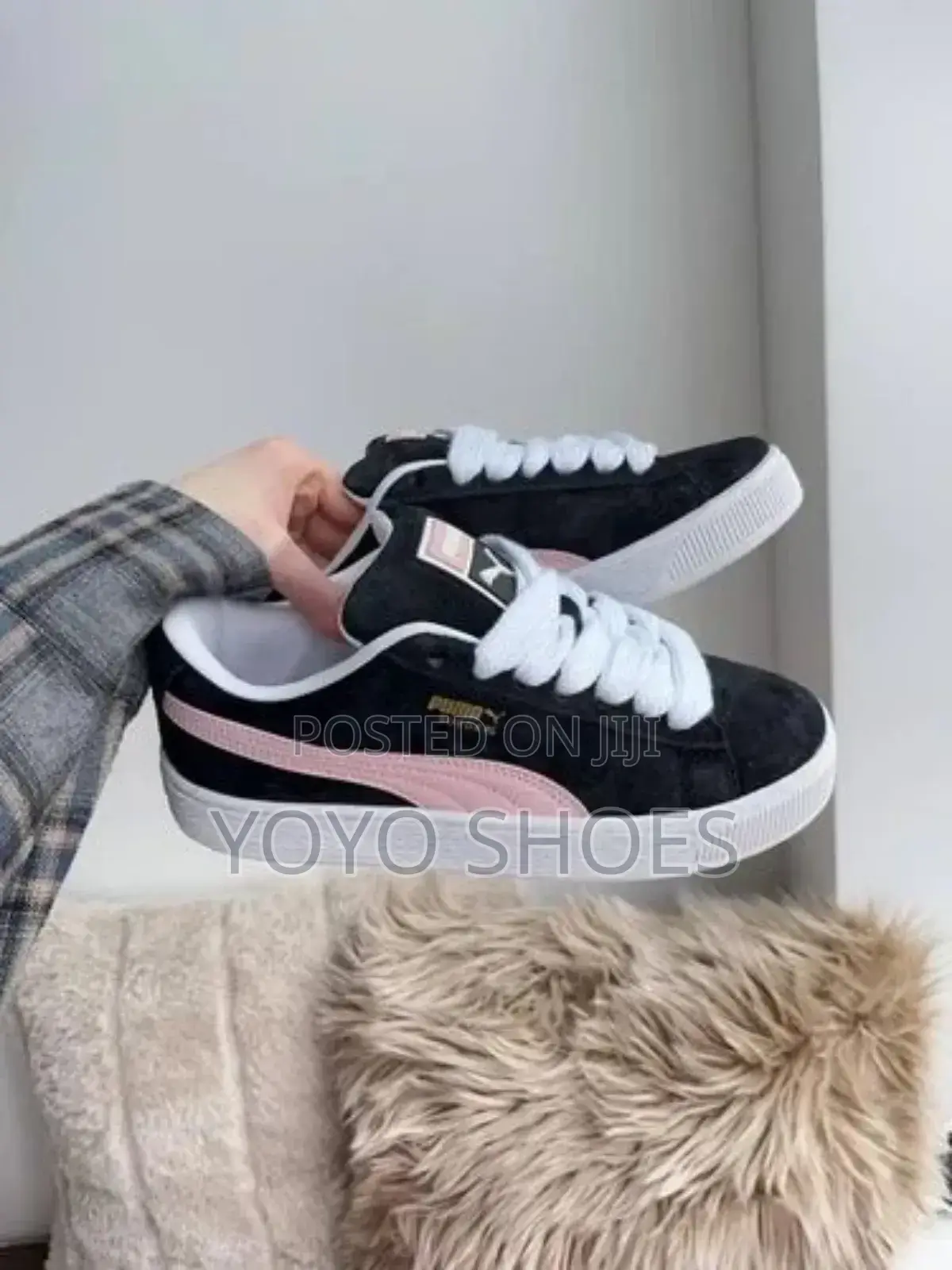 Puma Suede Xl Black Pink Sneaker Shoes