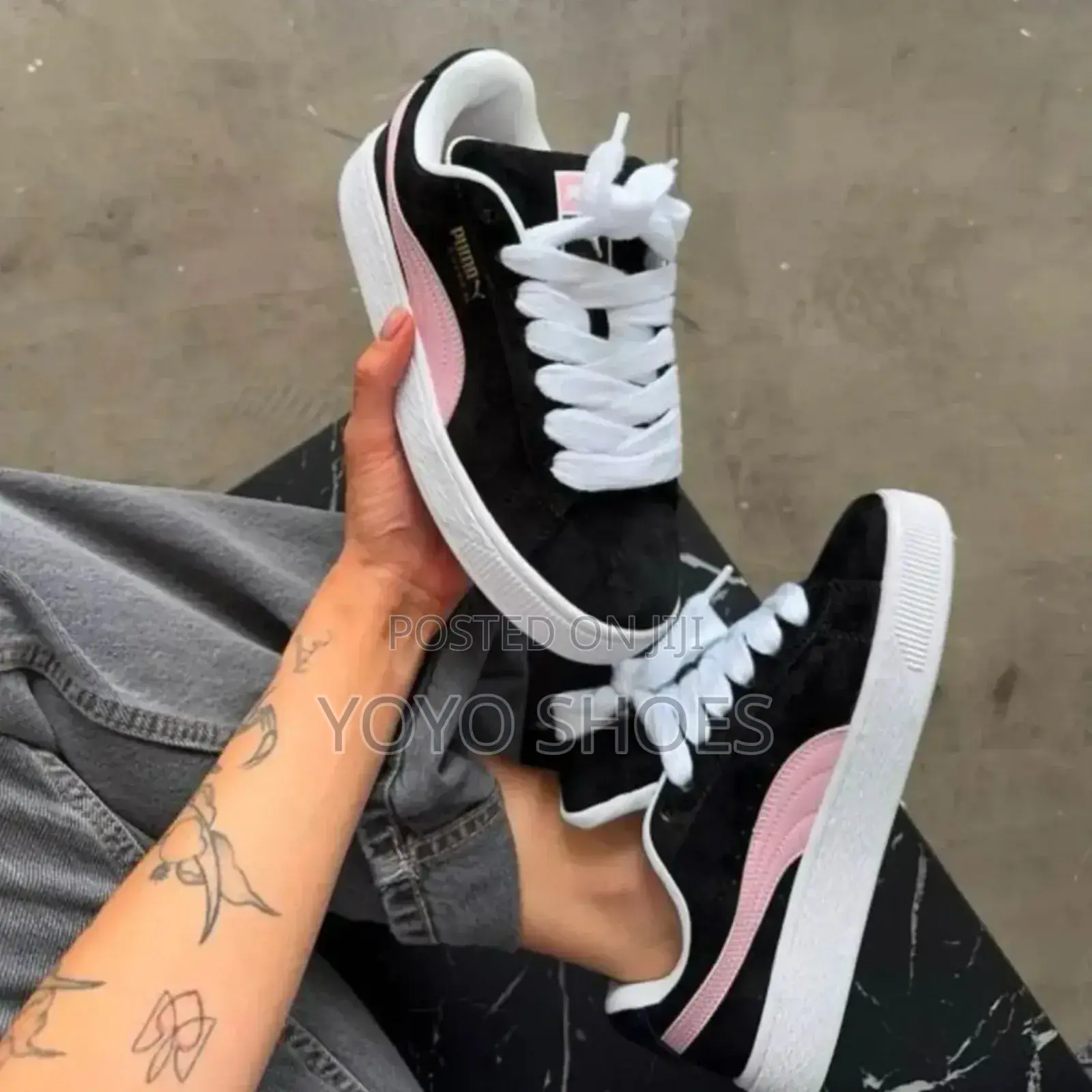 Puma Suede Xl Black Pink Sneaker Shoes