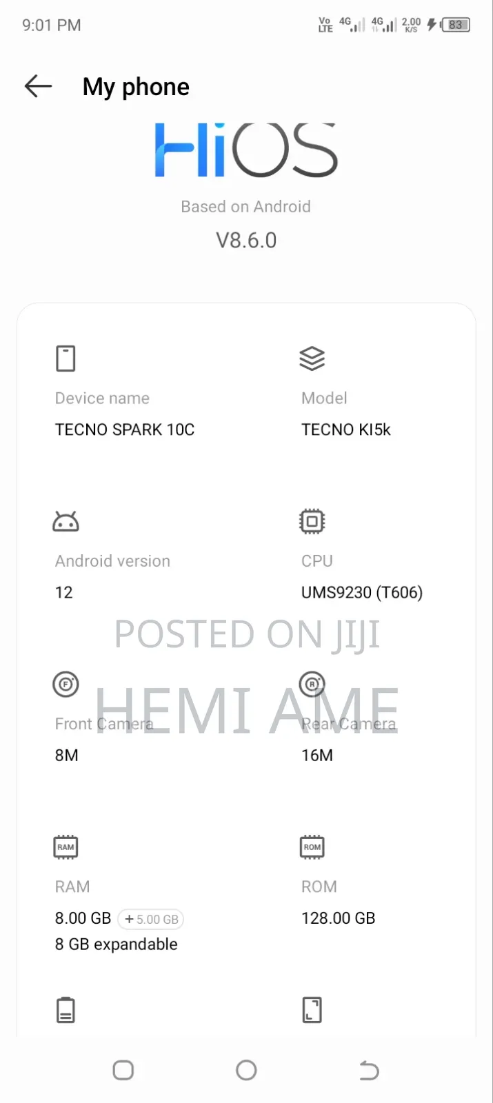 Tecno Spark 10C 128 GB Black