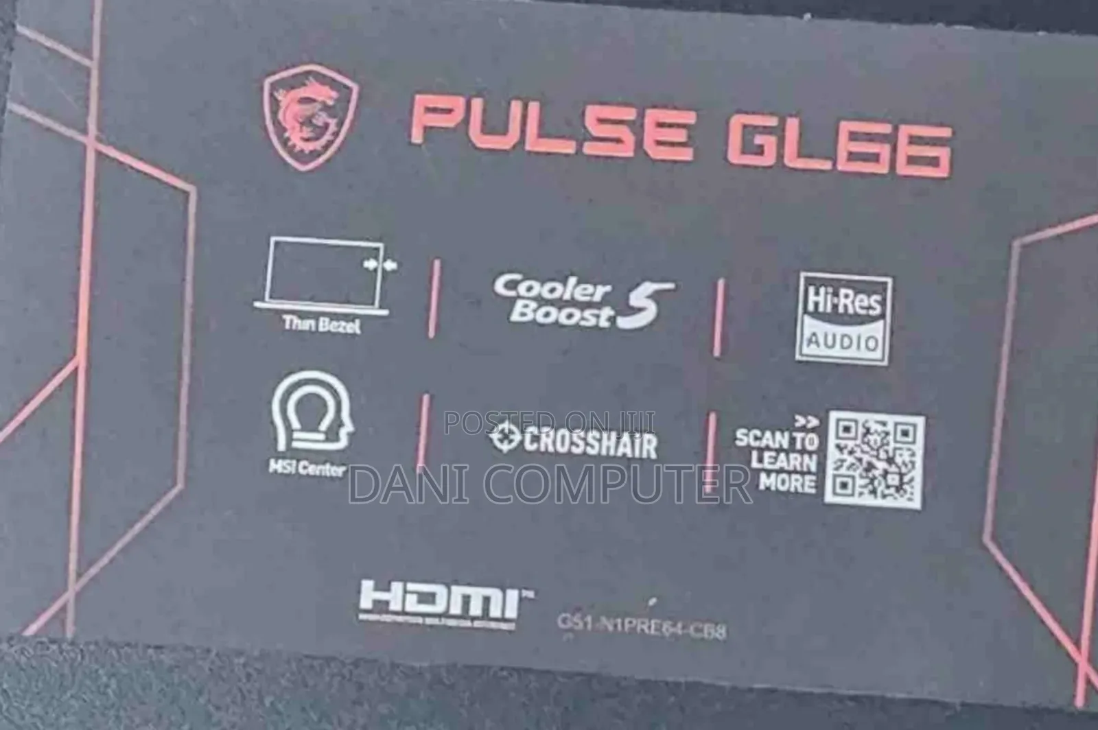 New Laptop MSI Pulse GL66 16GB Intel Core I7 SSD 512GB