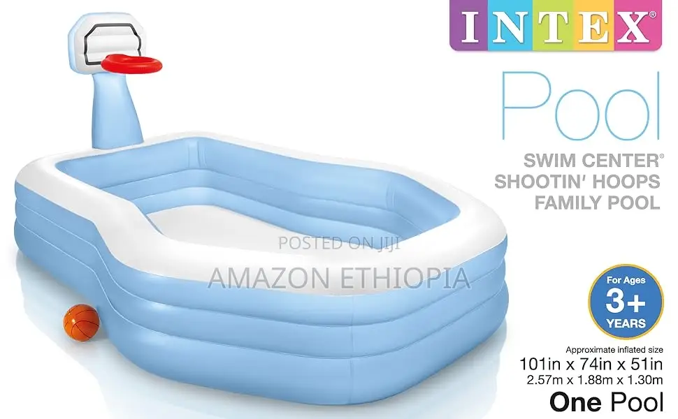 Intex Swimming Pool With Basketball Ring and Ball, With Panual Pump