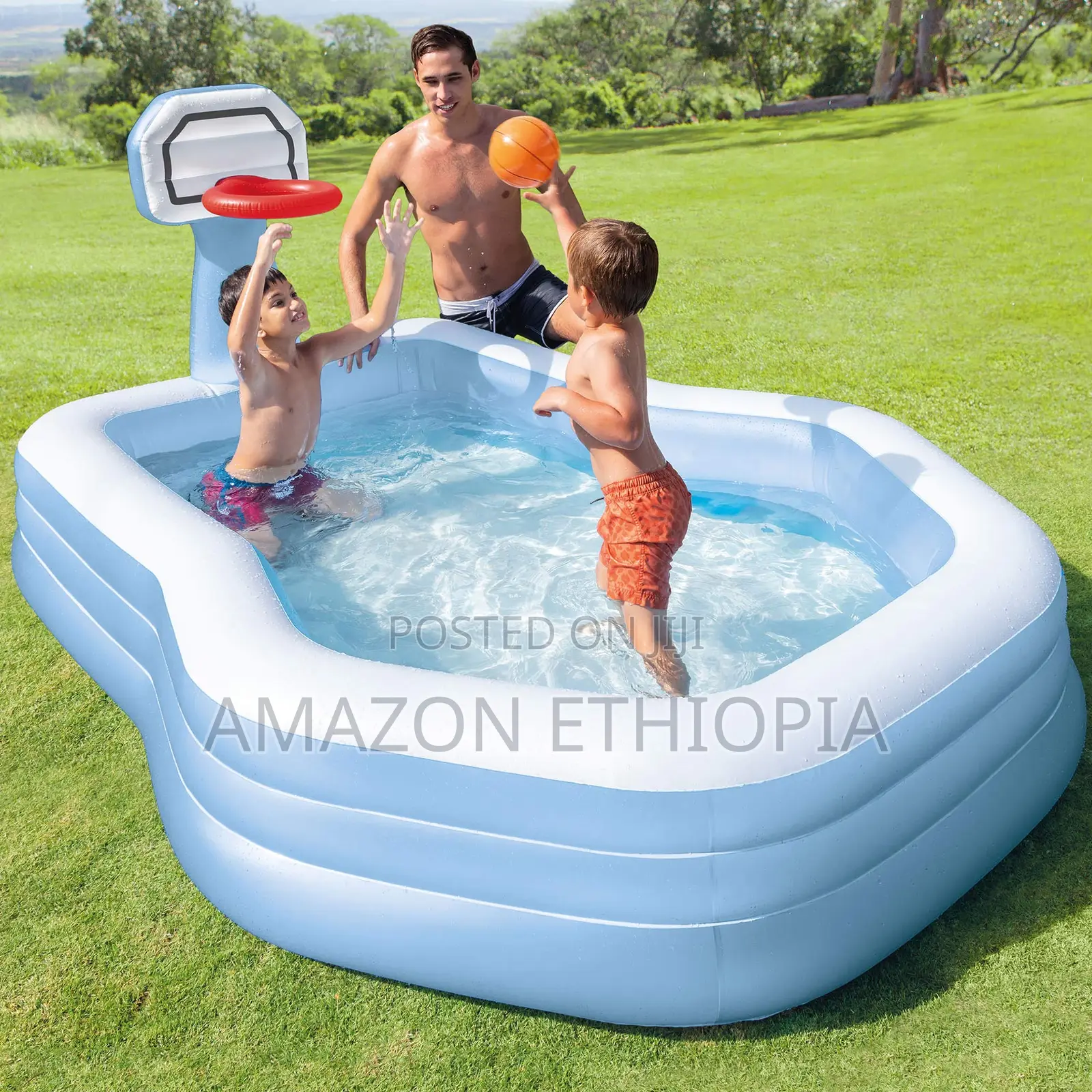Intex Swimming Pool With Basketball Ring and Ball, With Panual Pump
