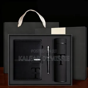 Giftology Set of Stainless Bottle, Notebook and Pen High-Quality
