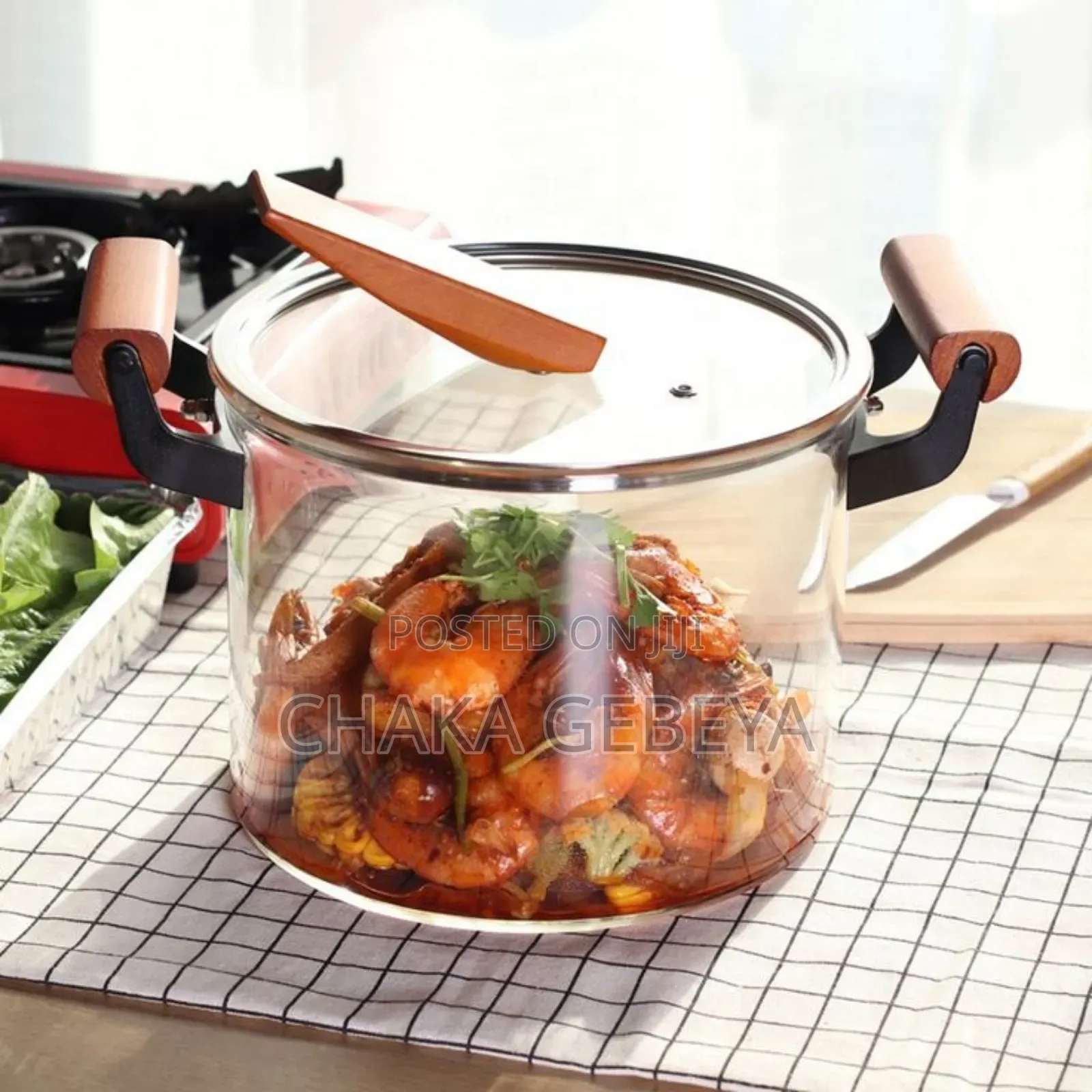 Clear Glass Cooking Pot for Stews, Soups Pasta
