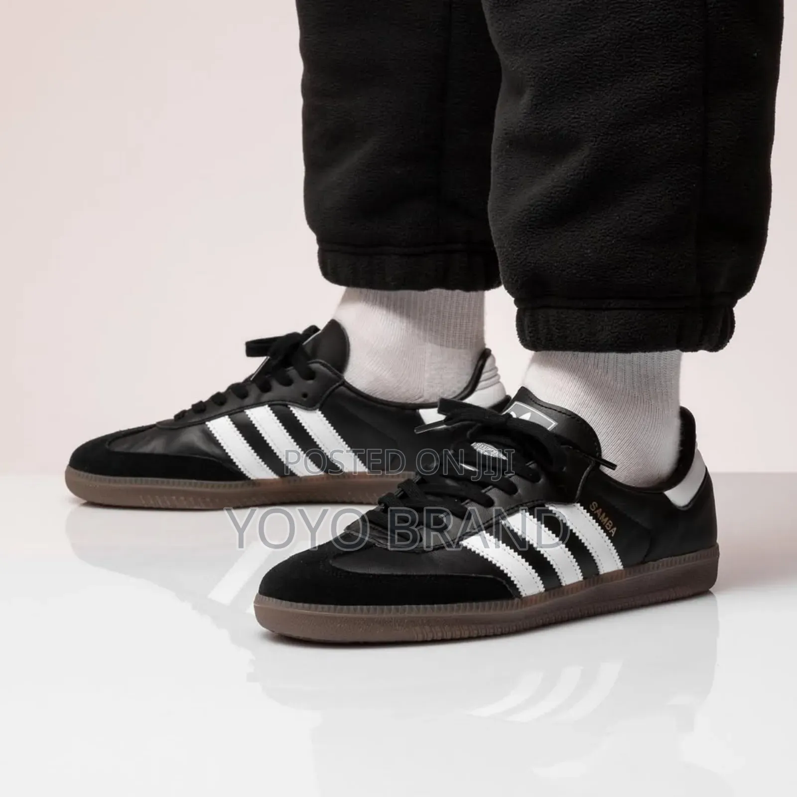 Adidas Samba Og Black Lather Upper White Three Stripes Fashion Sneaker