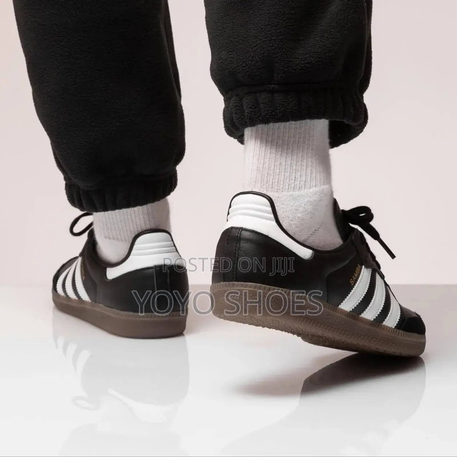 Adidas Samba Og Black Lather Upper White Three Stripes Fashion Sneaker