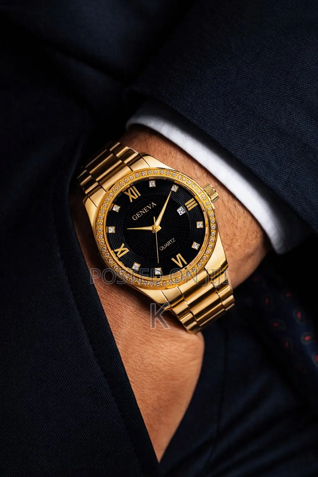 Roman Diamond Scale Geneva Watch