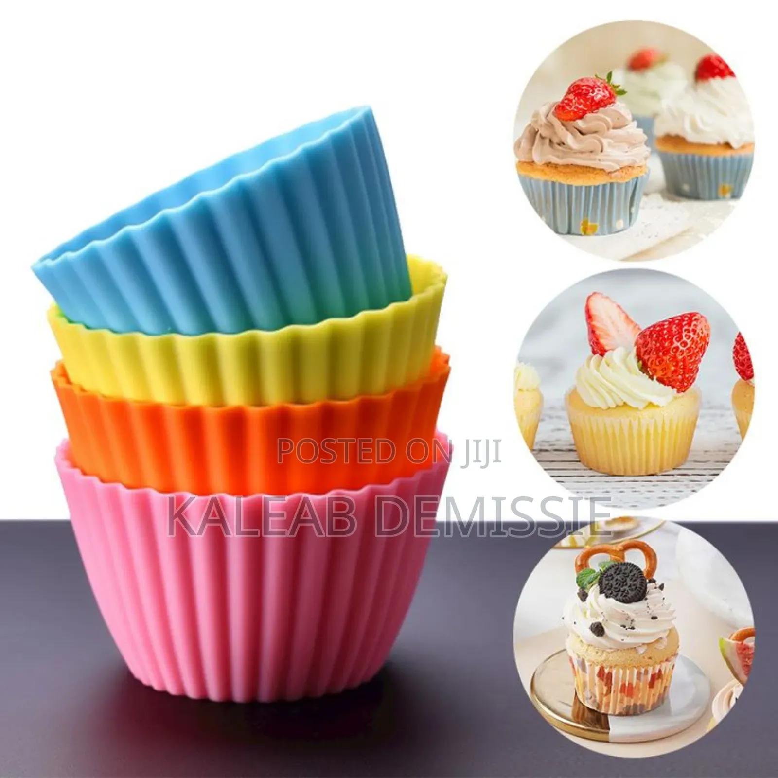 12pc ሲሊኮን የኬክ መስሪያ (Silicone Baking Cups)