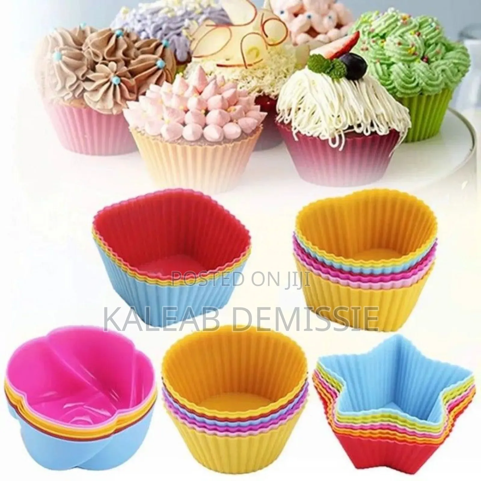 12pc ሲሊኮን የኬክ መስሪያ (Silicone Baking Cups)