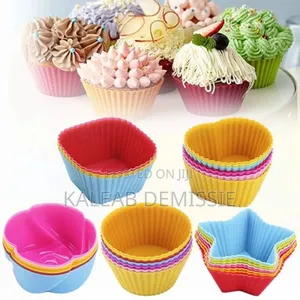 12pc ሲሊኮን የኬክ መስሪያ (Silicone Baking Cups)