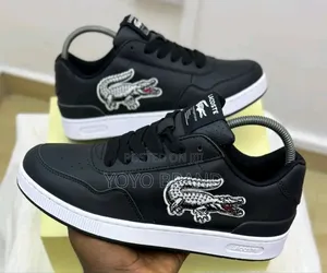 New Arrival Lacoste Crocodi Black Lather Shoes
