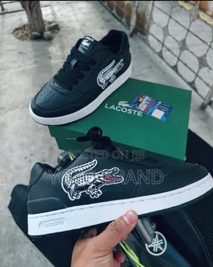 New Arrival Lacoste Crocodi Black Lather Shoes