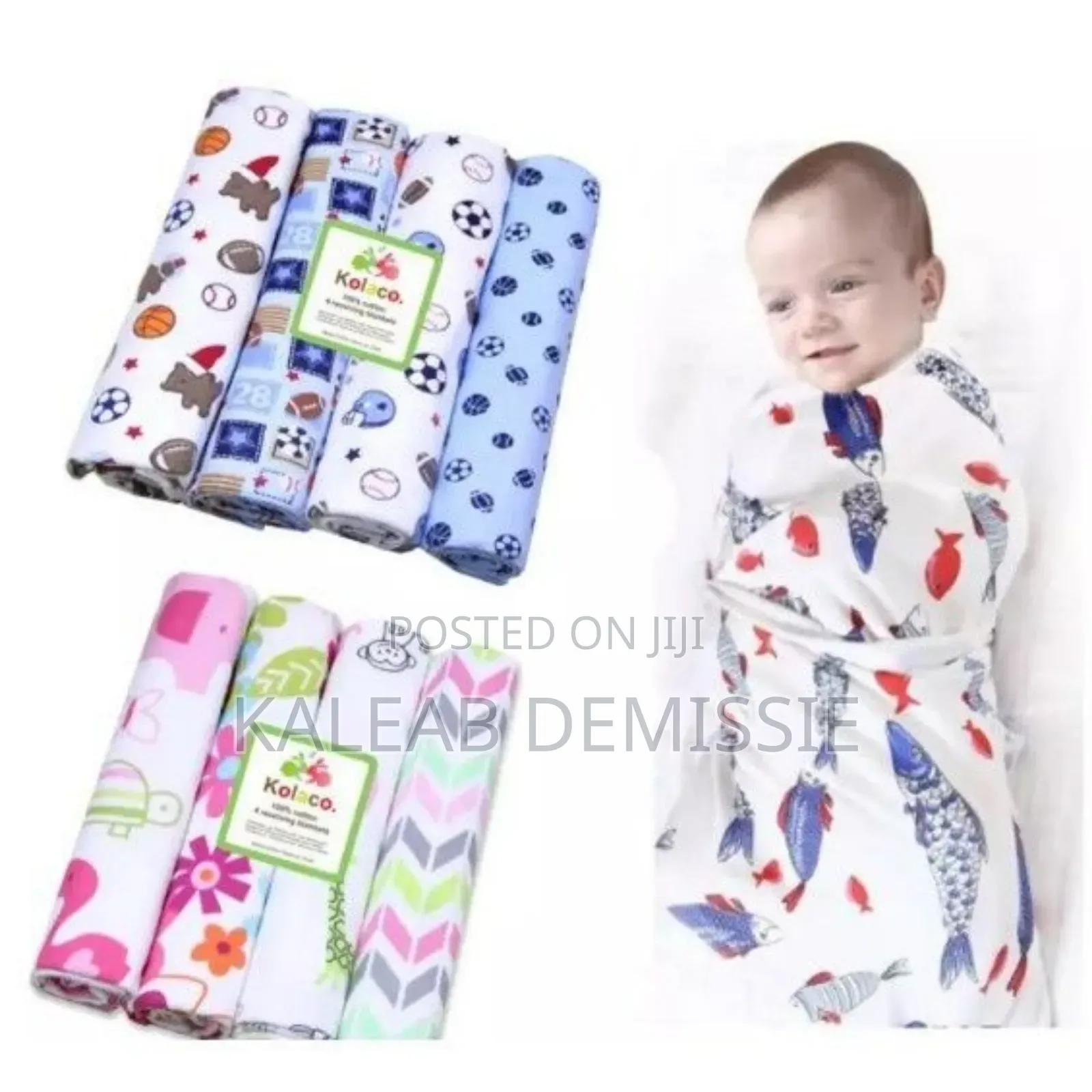 4pcs Flannel Receiving Blankets (መቀበያ መጠቅለያ)