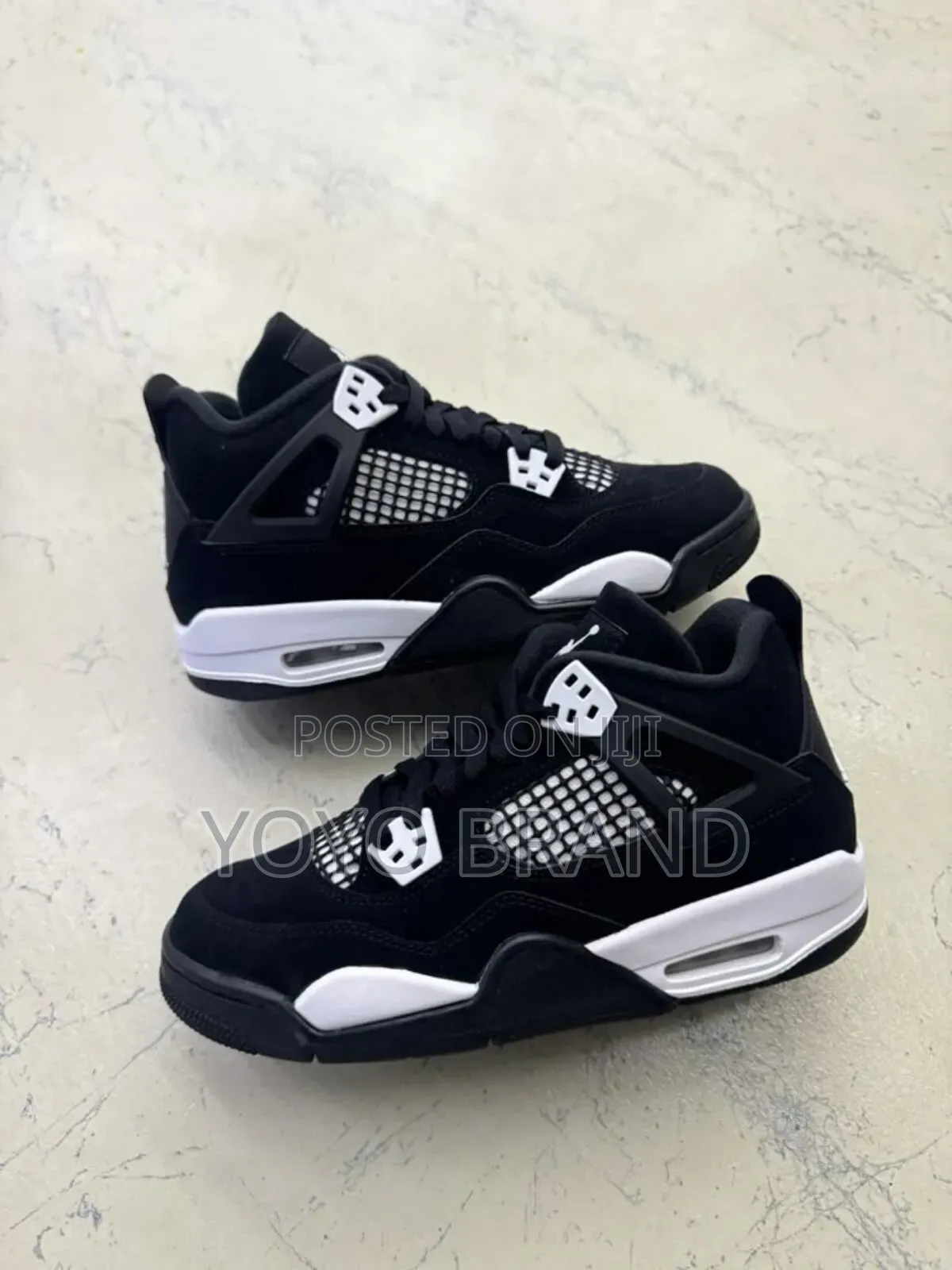 Nike Air Jordan 4 Retro White /Black Thunder Fashion Sneaker