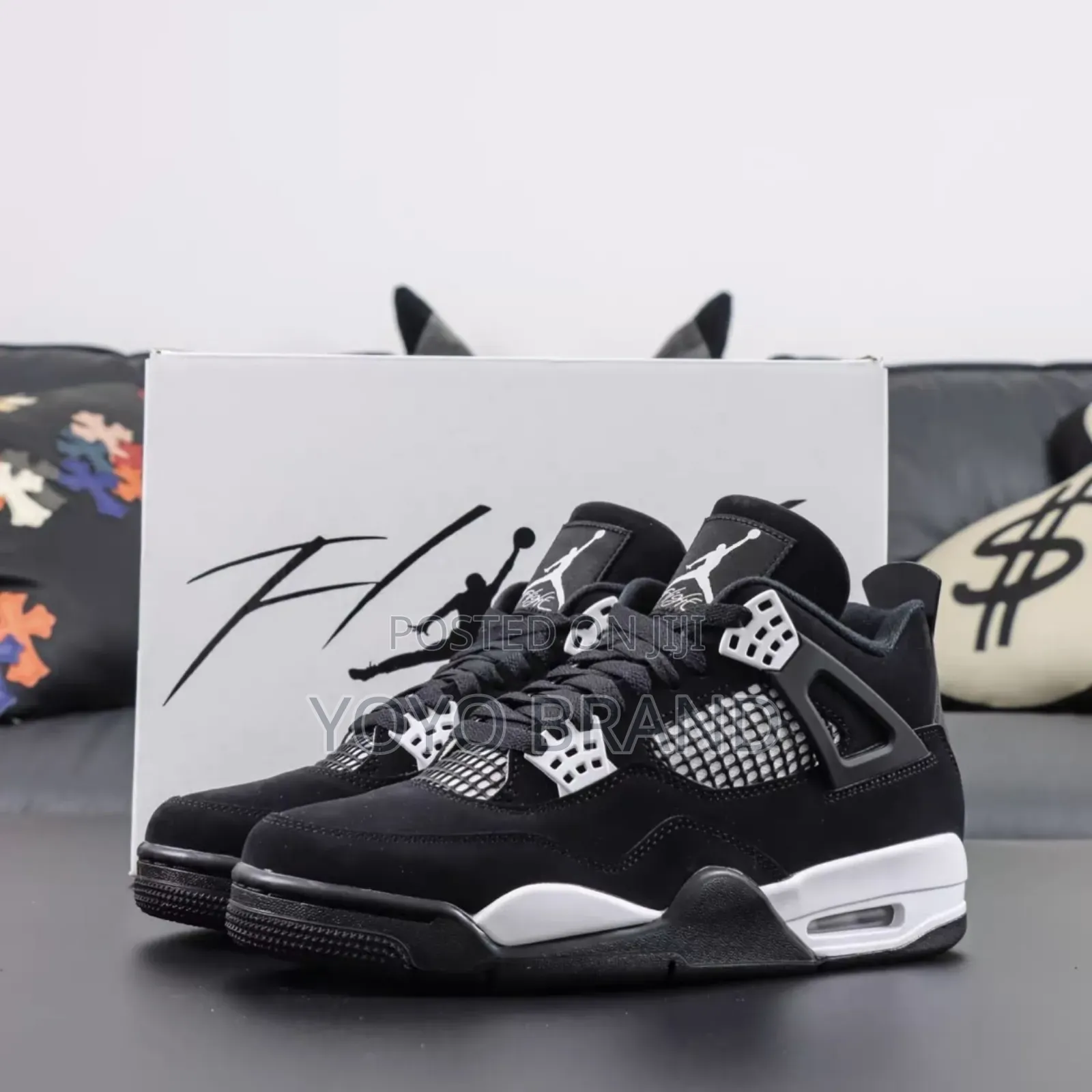 Nike Air Jordan 4 Retro White /Black Thunder Fashion Sneaker