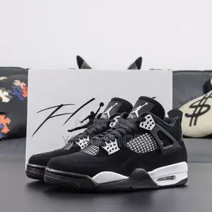 Nike Air Jordan 4 Retro White /Black Thunder Fashion Sneaker
