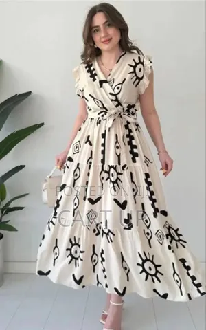 Off White Geometric Print Wrap Maxi Dress