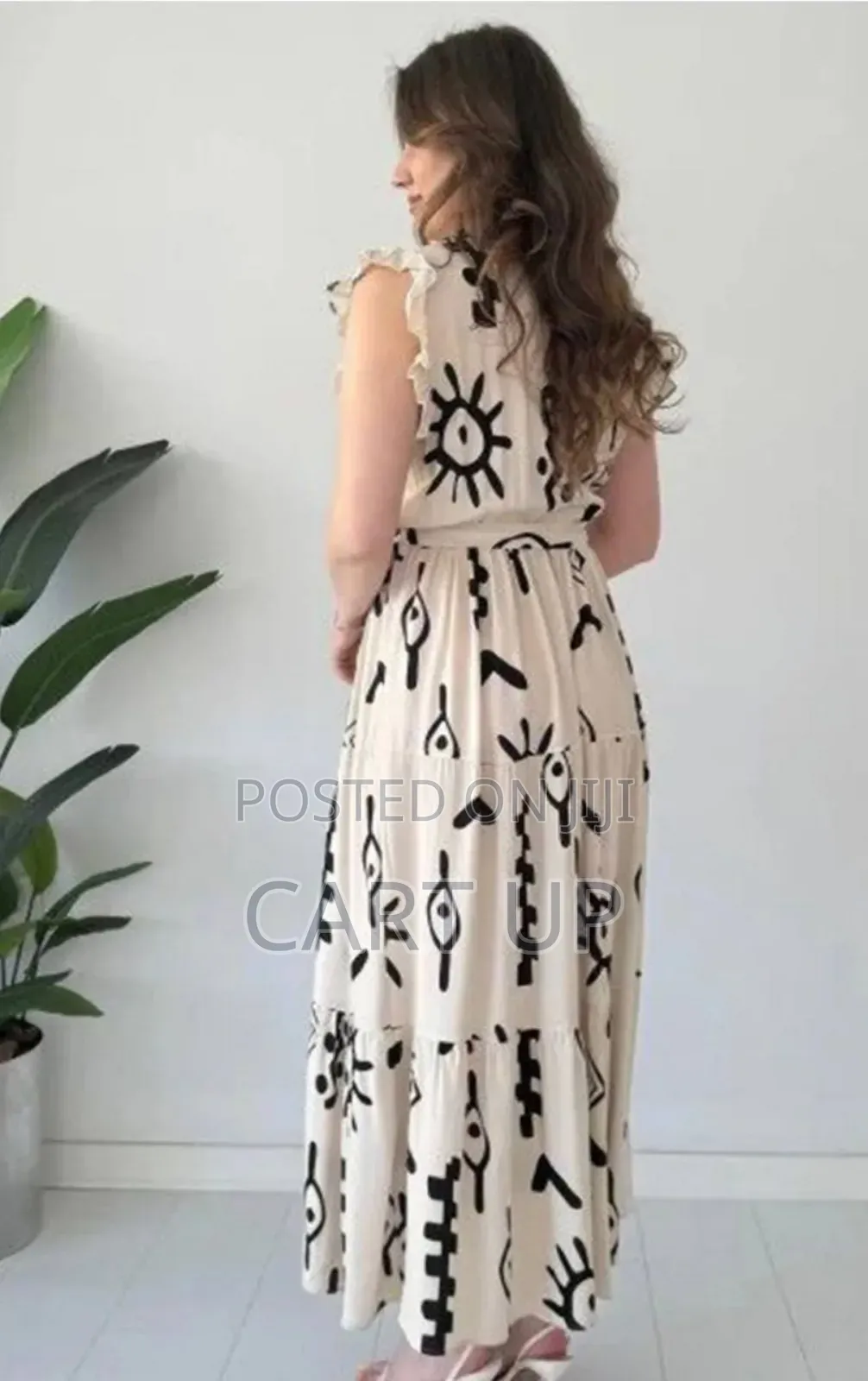 Off White Geometric Print Wrap Maxi Dress