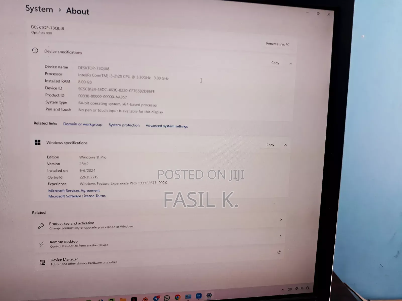Desktop Computer Dell OptiPlex 790 8GB Intel Core I3 HDD 512GB