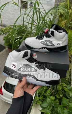 Air Jordan 5 Retro X PSG 'Black/White' Men's Shoes