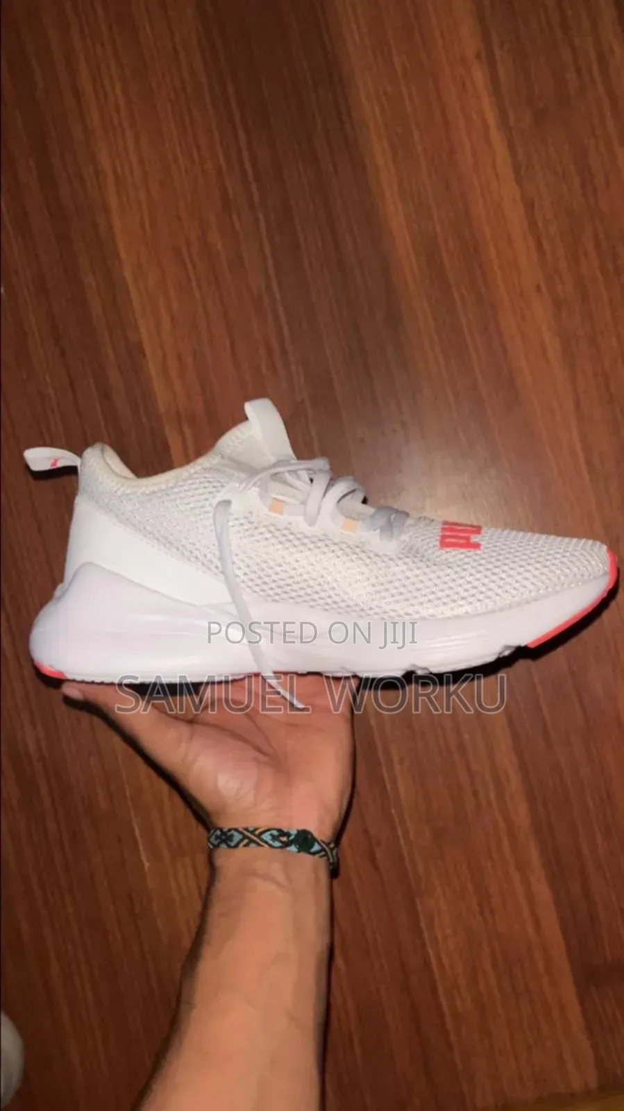 Puma Locell 195425-02 White Neon Pink Running Shoes Women's