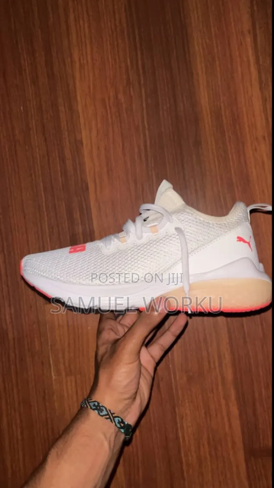 Puma Locell 195425-02 White Neon Pink Running Shoes Women's