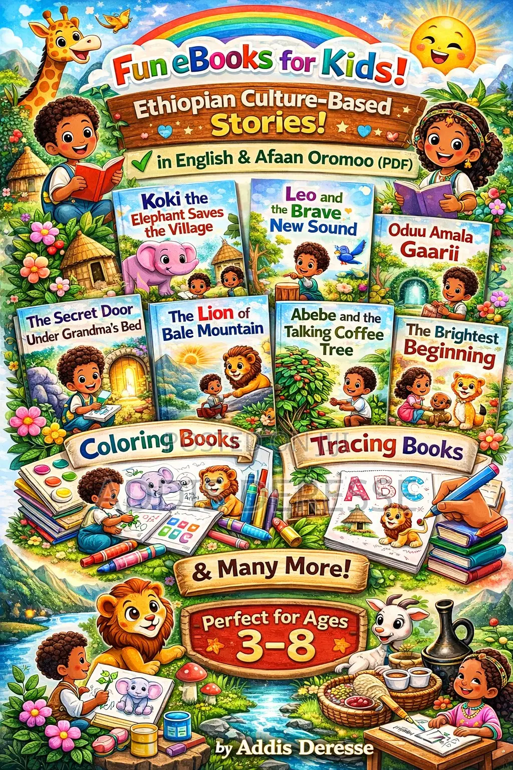Children Ebook Stories, Coloring and Tracing