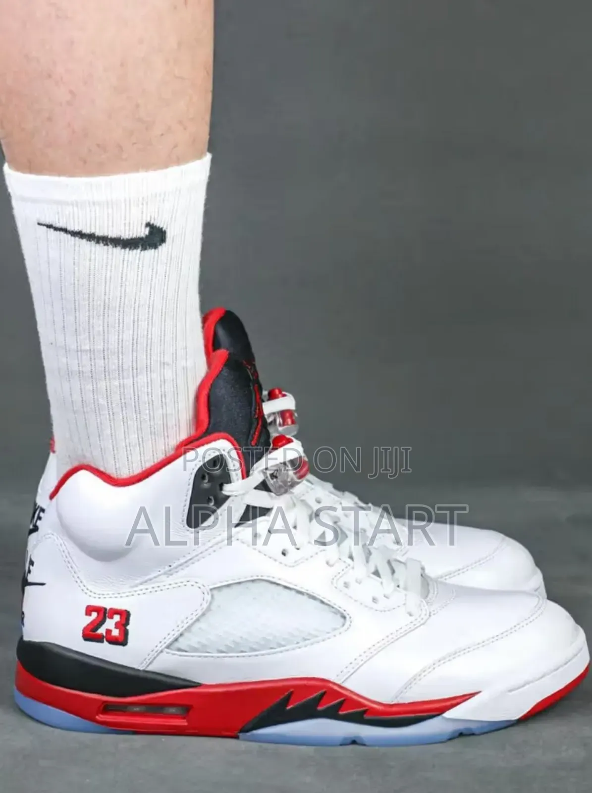Jordan 5 Mid White "Fire Red" Available on Hand Super Master_quality