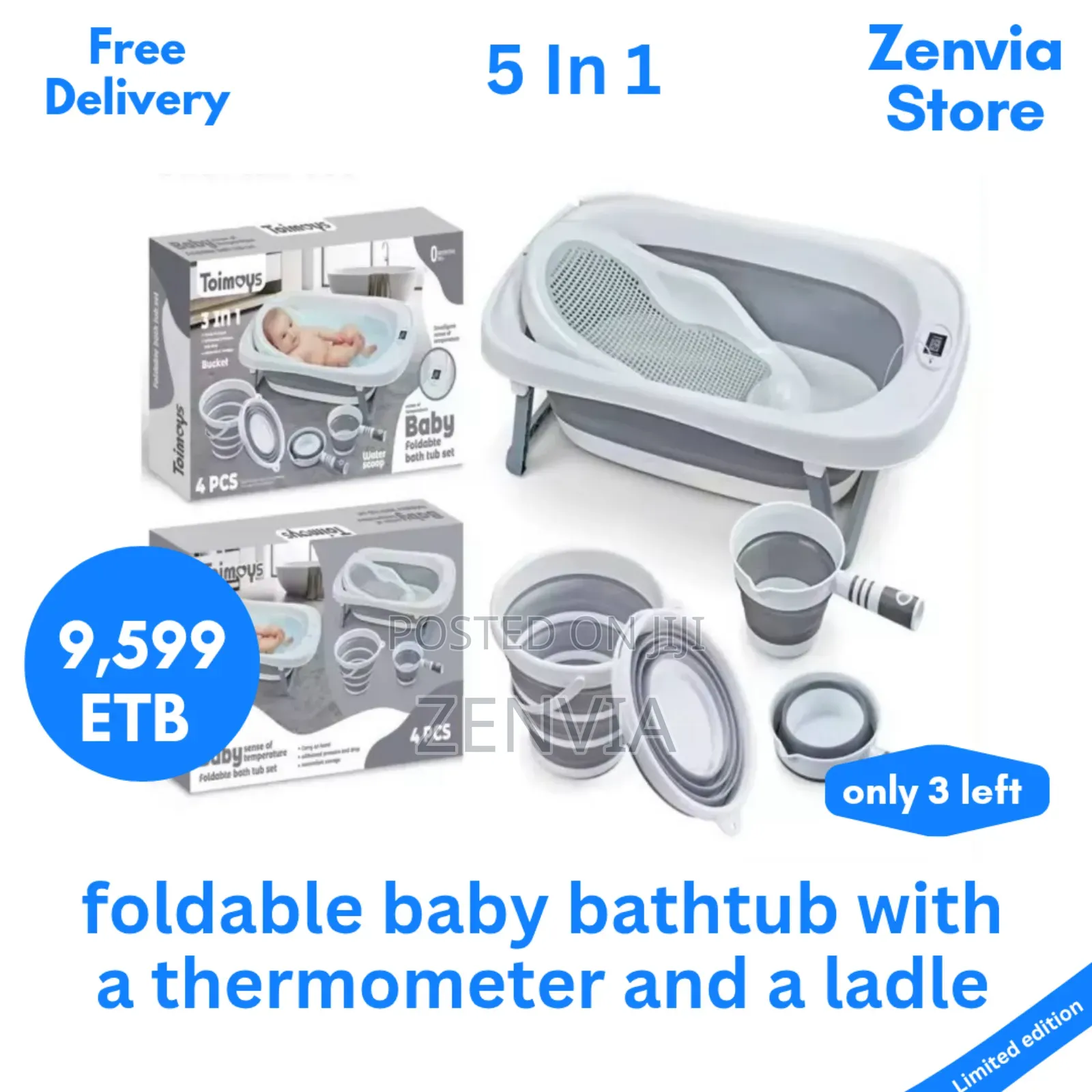 5 In 1 Foldable Baby Bathtub With A Thermometer /🔴 Free Delivery/