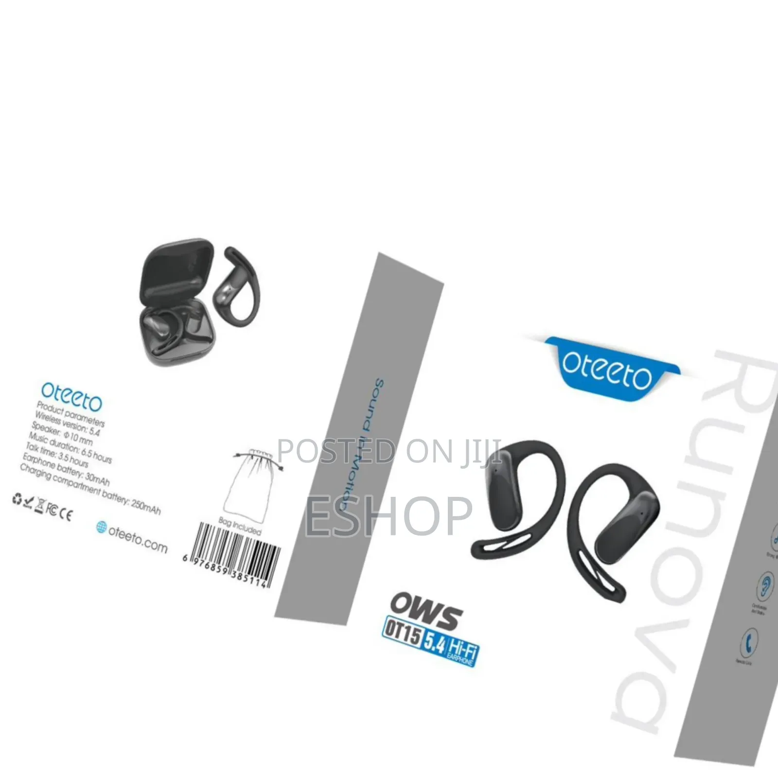 Bluetooth Earbuds – Open-Ear Design, Touch Controls, Hi-Fi