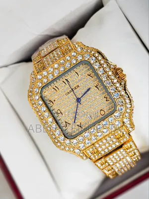 Iced-Out Watch Styled Similarly to Luxury Brands Like Cartier