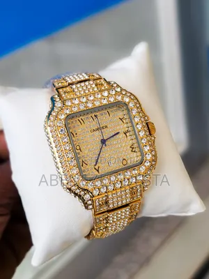 Iced-Out Watch Styled Similarly to Luxury Brands Like Cartier