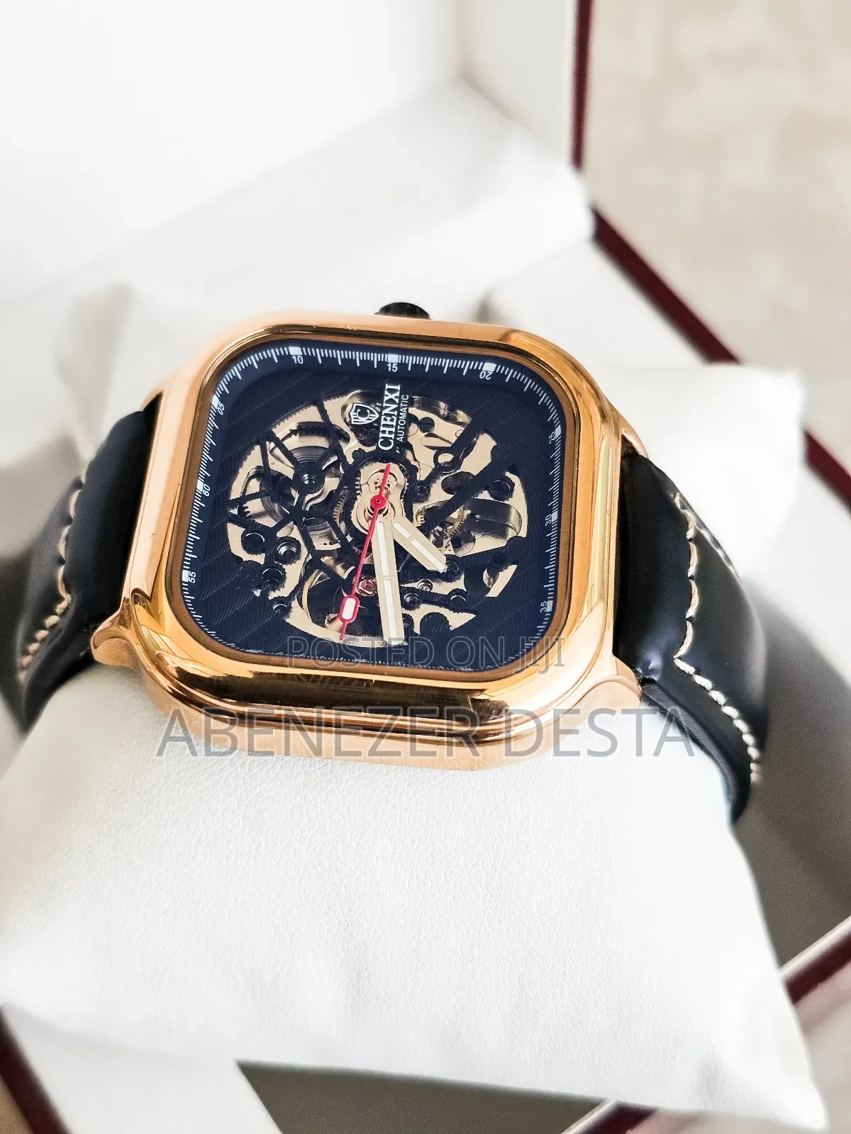 Chenxi Automatic Watch (Model 8810b) Features a Square Rose Gold Case