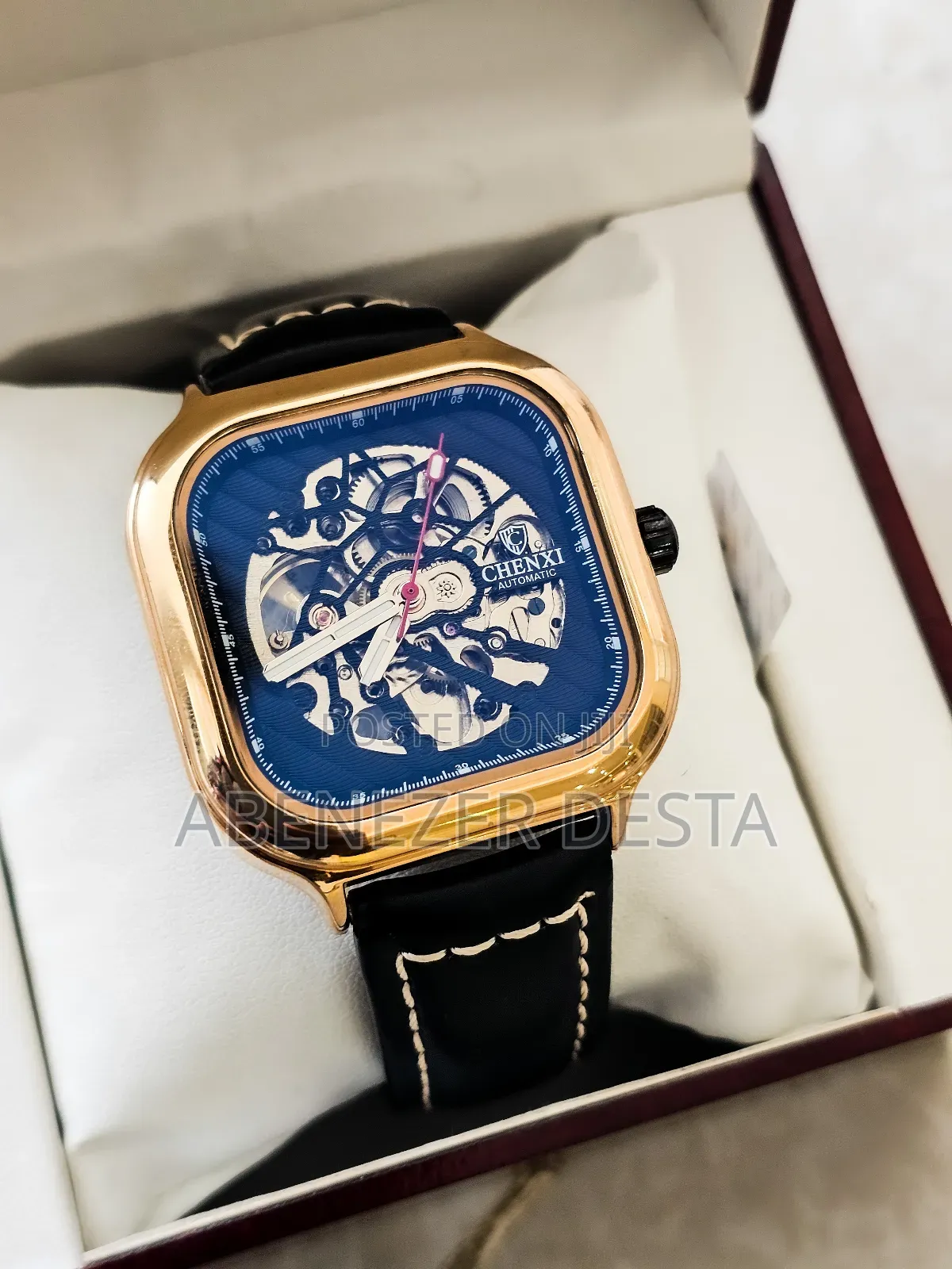 Chenxi Automatic Watch (Model 8810b) Features a Square Rose Gold Case