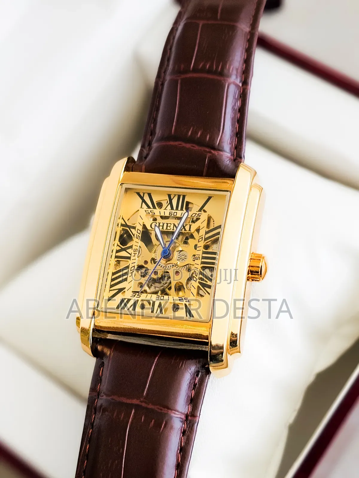 Chenxi 8816 Business Gentlemen Mechanical Watch, a Square, Gold-Toned