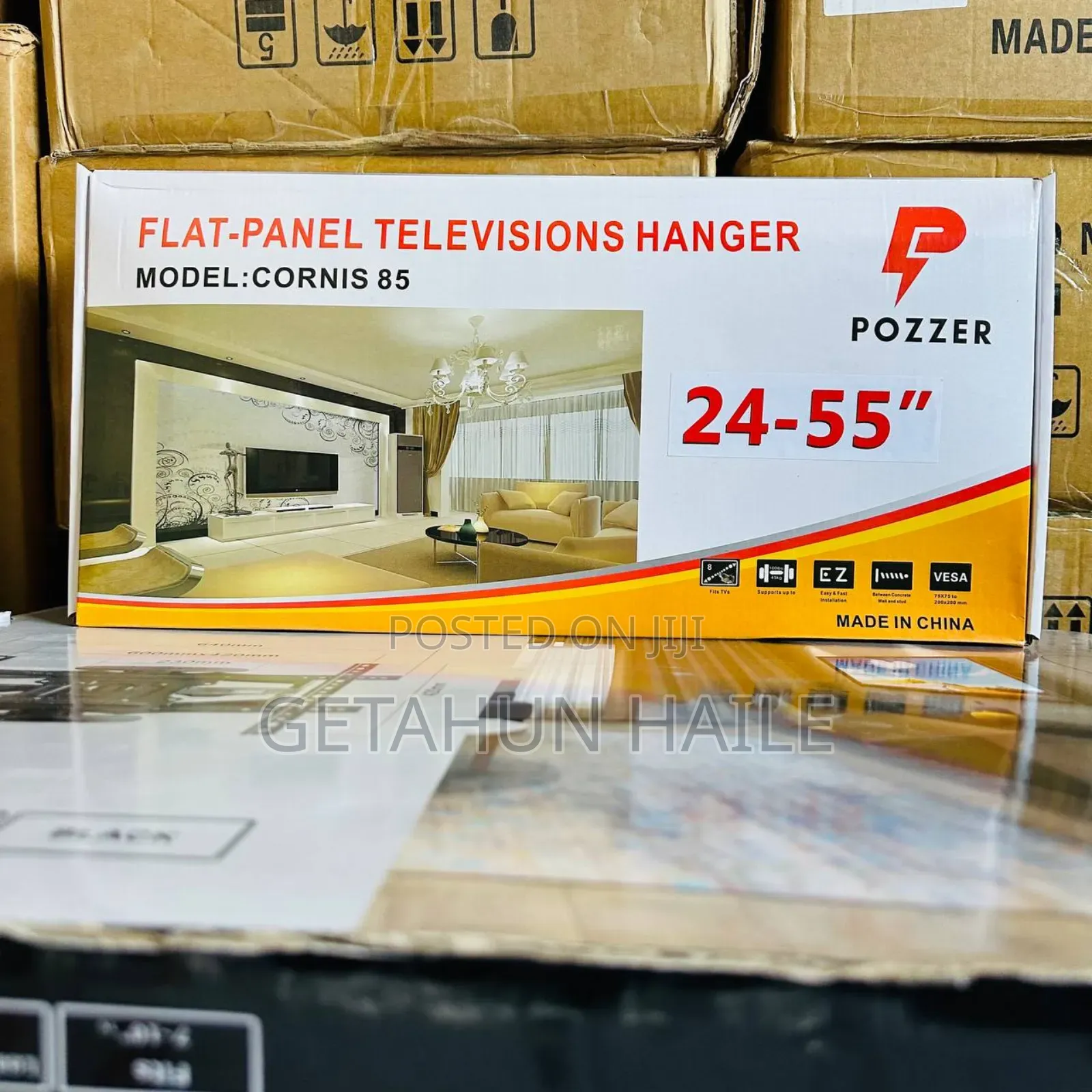 Pozzer Cornis Tv Wall Mount 43-85"(ኮርኒስ ላይ Tv መስቀያ)