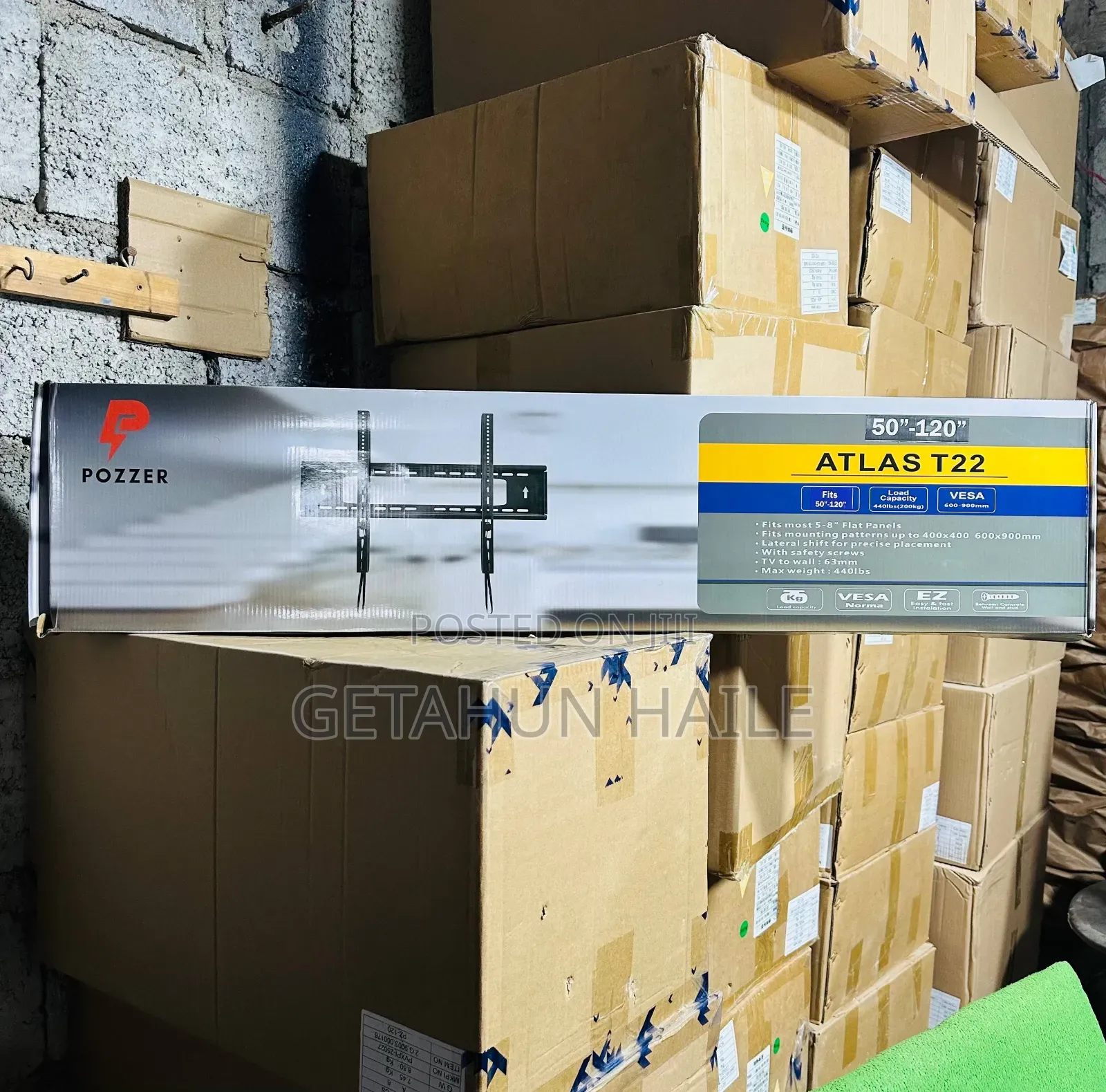 Pozzer Atlas T 22 Fixed Tv Wall Mount (ከ50-120 Inch Tv መስቀያ)