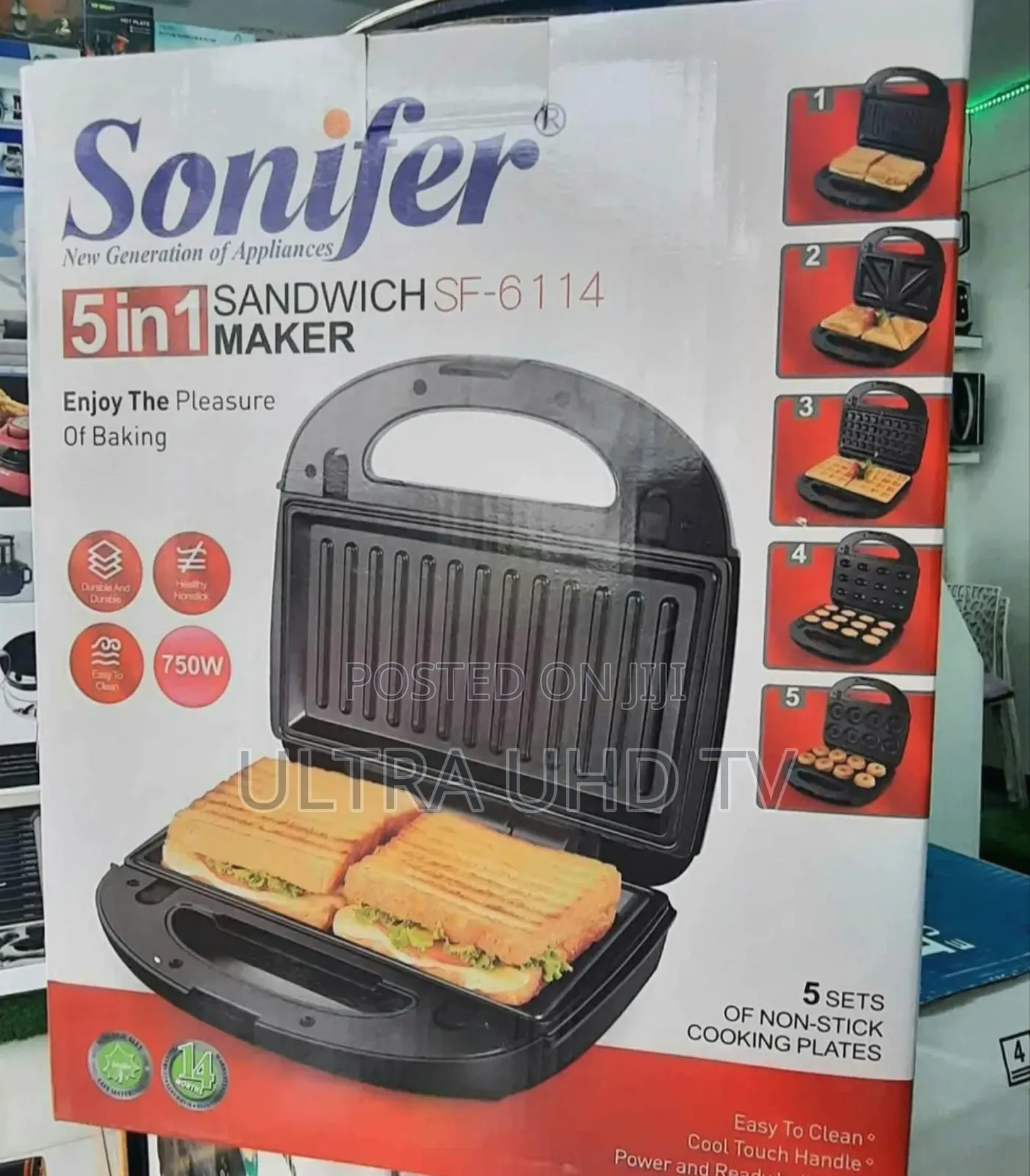 Sandwich Maker Sonifer 5-in-1 Maker, Specifically Model Sf-6114.
