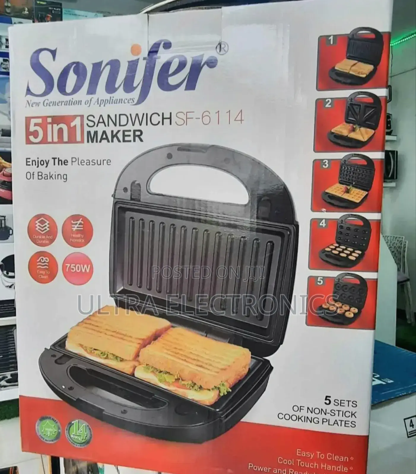 Sandwich Maker Sonifer 5-in-1 Maker, Specifically Model Sf-6114.