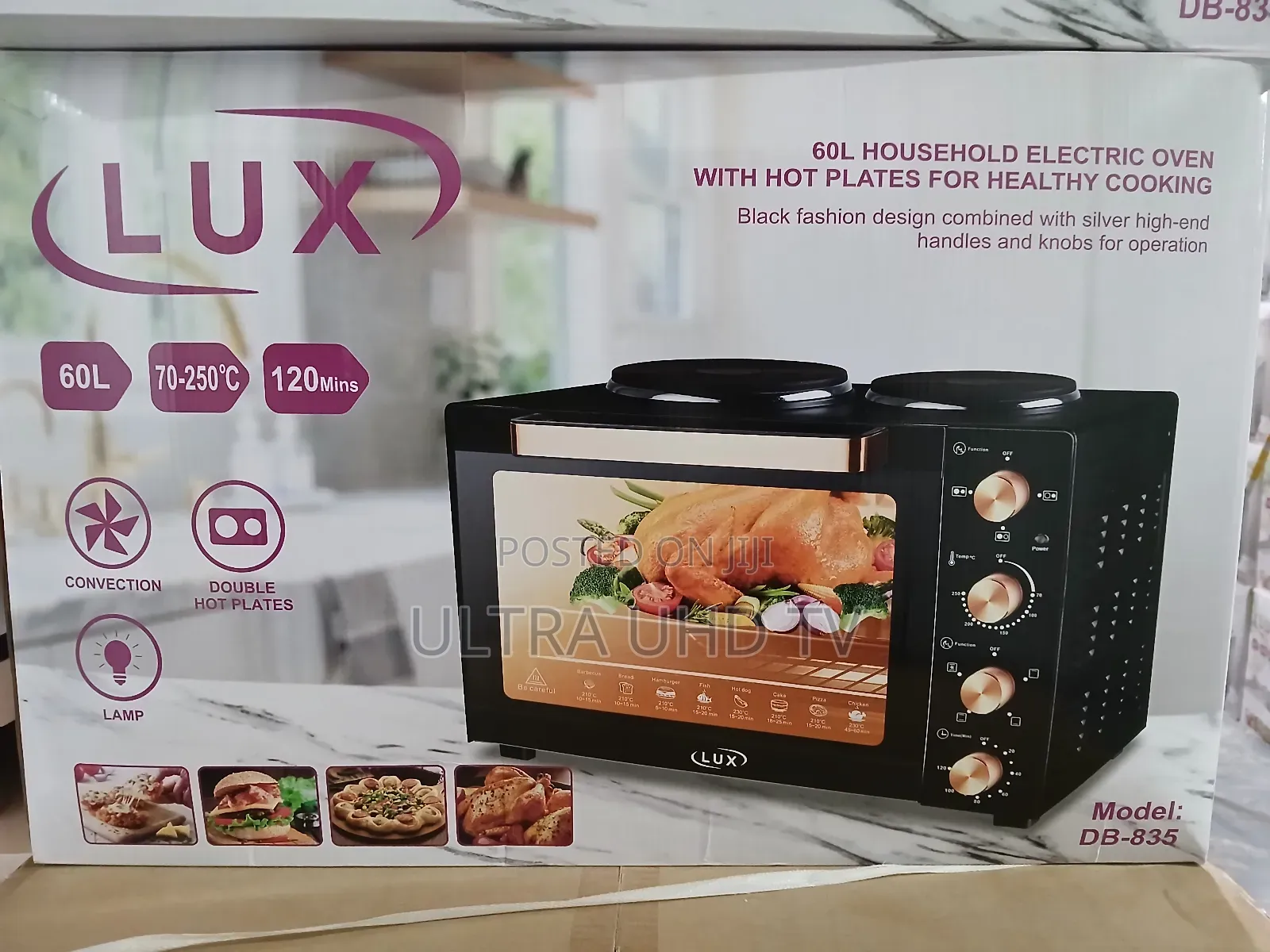 Lux Oven 60l Household Electric Oven With Hot Plates (Model Db-835).