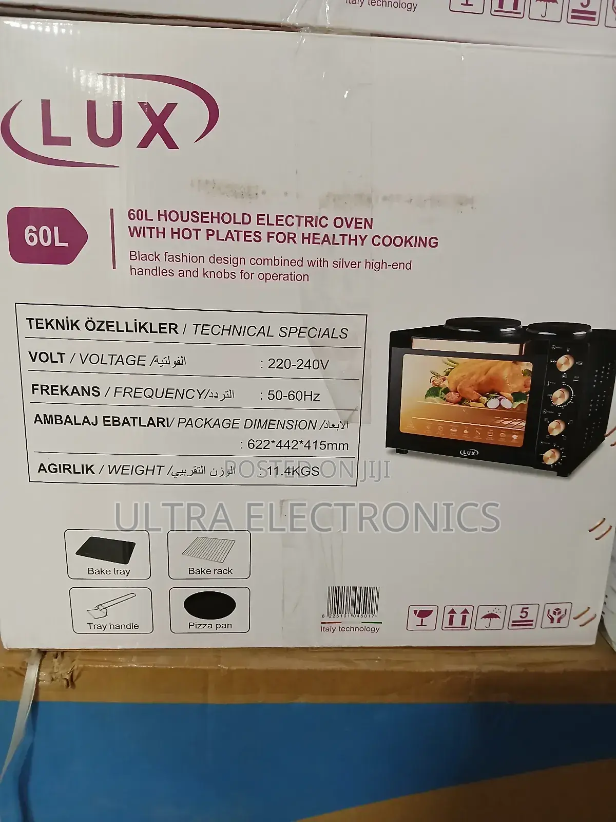 Lux Oven 60l Household Electric Oven With Hot Plates (Model Db-835).