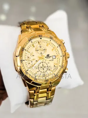 Casio Edifice Watch Is a Gold-Tone Stainless Steel Chronograph Model