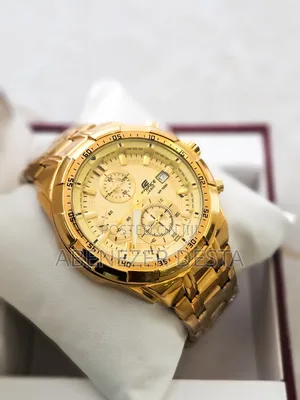 Casio Edifice Watch Is a Gold-Tone Stainless Steel Chronograph Model