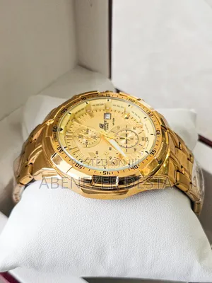 Casio Edifice Watch Is a Gold-Tone Stainless Steel Chronograph Model